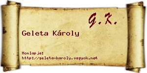 Geleta Károly névjegykártya