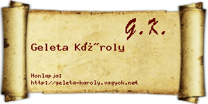 Geleta Károly névjegykártya